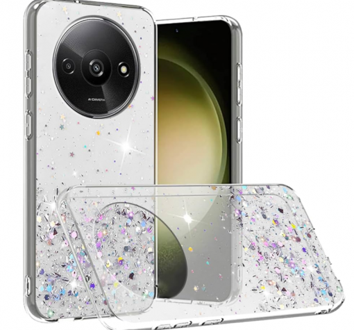 Силиконов калъф / гръб / Brillant Clear Case за Xiaomi Redmi A3 - прозрачен / блестящи стружки