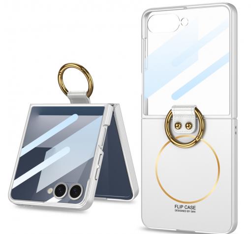 Луксозен гръб / кейс / Premium Case с безжично зареждане MagSafe за Samsung Z Flip 7 - сребрист
