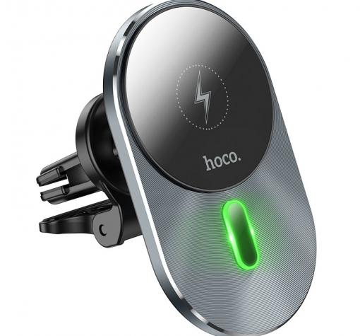 Магнитна стойка за кола с безжично зареждане HOCO CA91 / Wireless Fast Charging Car Holder HOCO CA91 15W - графит