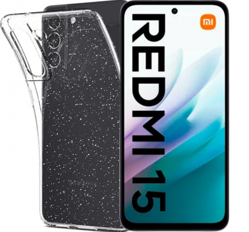 Луксозен силиконов калъф / кейс / Crystal Case TPU за Xiaomi Redmi 15 - прозрачен / брокат