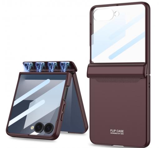 Луксозен магнитен гръб / кейс / Stylish Case Samsung Z Flip 7 - бордо