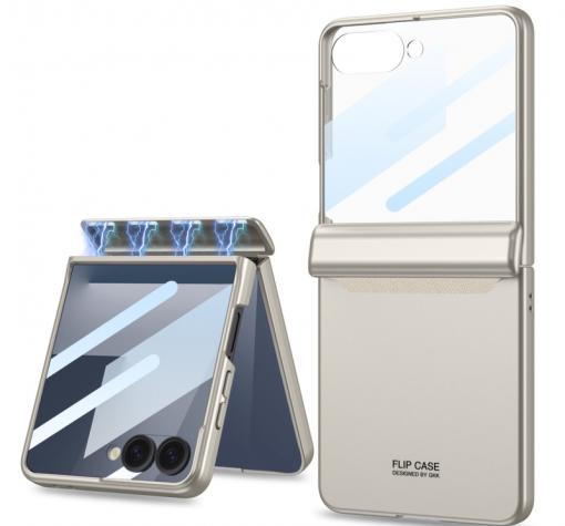 Луксозен магнитен гръб / кейс / Stylish Case Samsung Z Flip 7 - сребрист
