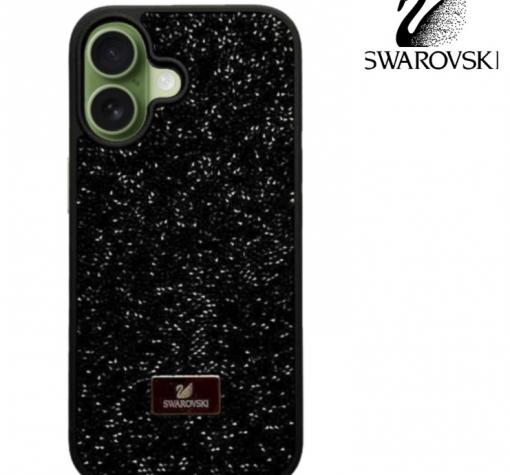 Луксозен твърд гръб Swarovski за Apple iPhone 17 - черен / камъни