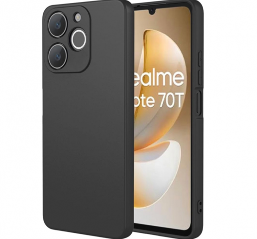 Силиконов калъф / кейс / Nano TPU за Realme Note 70T - черен гръб със защита за камерата