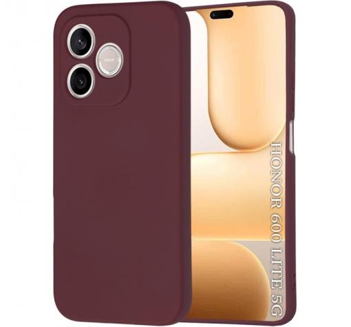 Силиконов калъф / кейс за Honor 600 Lite - бордо гръб със защита за камерата
