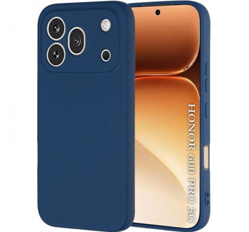 Силиконов калъф / кейс за Honor 600 Pro - Тъмносин гръб със защита за камерата