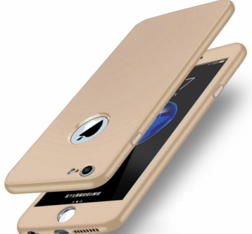 Силиконов калъф / гръб / TPU 360° KST за Apple iPhone 6 / iPhone 6S - златист / лице и гръб