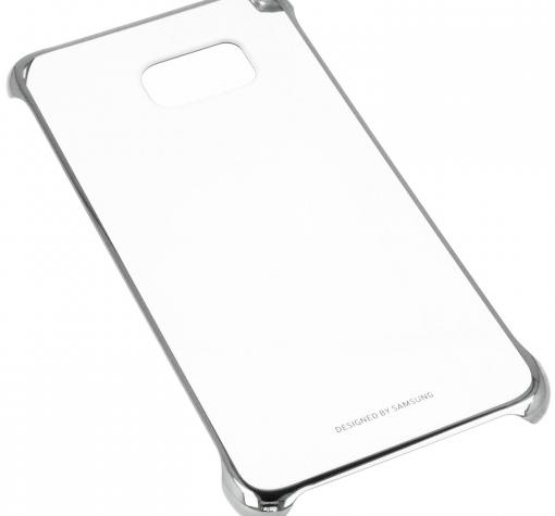 Оригинален твърд гръб Clear Cover EF-QG925B за Samsung S6 Edge G925 - прозрачен със сребрист кант