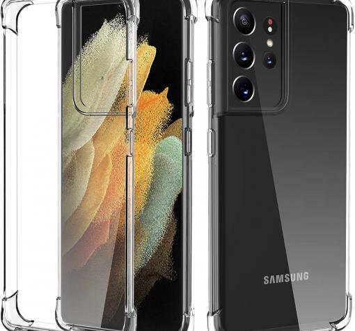 Удароустойчив силиконов калъф / гръб / TPU за Samsung S21 Ultra - прозрачен