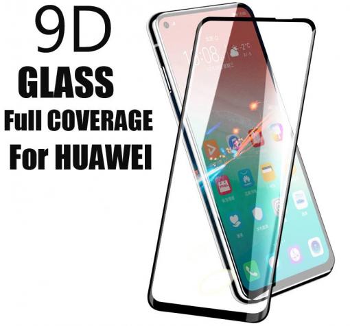 9D full cover Tempered glass Full Glue screen protector Huawei P Smart Pro / Извит стъклен скрийн протектор с лепило от вътрешната страна за Huawei P Smart Pro - черен