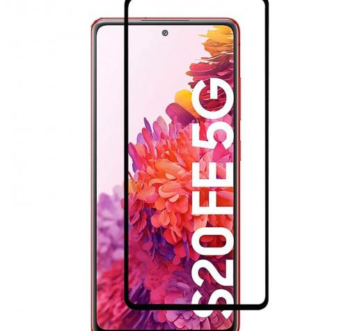 5D full cover Tempered glass Full Glue screen protector Samsung S20 FE / Извит стъклен скрийн протектор с лепило от вътрешната страна за Samsung S20 FE - черен