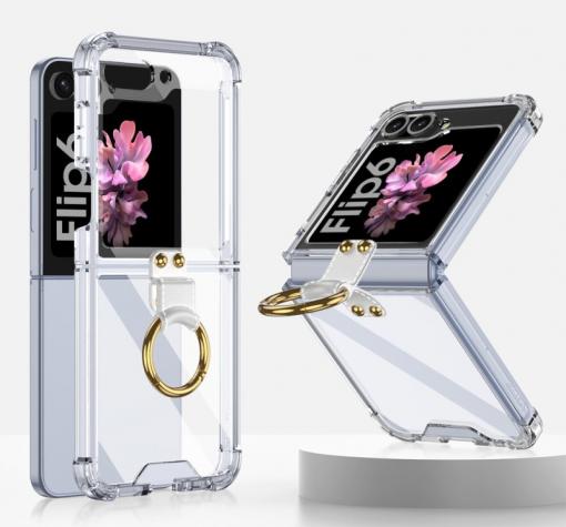 Луксозен удароустойчив гръб / кейс / Ring Case за Samsung Z Flip 6 - прозрачен