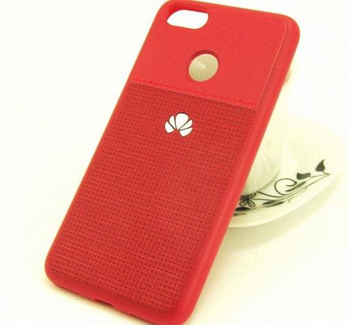 Луксозен силиконов калъф / гръб / TPU за Huawei P Smart - червен / имитиращ кожа