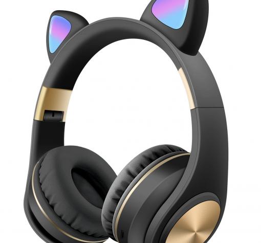 Стерео LED слушалки Bluetooth Cat Ear M1 / Wireless Headphones / безжични LED слушалки Cat Ear M1 - черни