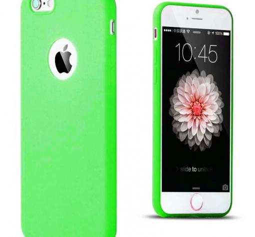Ултра тънък силиконов калъф / гръб / TPU Ultra Thin Candy Case за Apple iPhone 6 / iPhone 6S - зелен / брокат