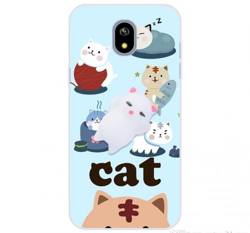 Луксозен силиконов калъф / гръб / TPU 4D Squishy за Samsung J5 2017 J530 - син / Cat