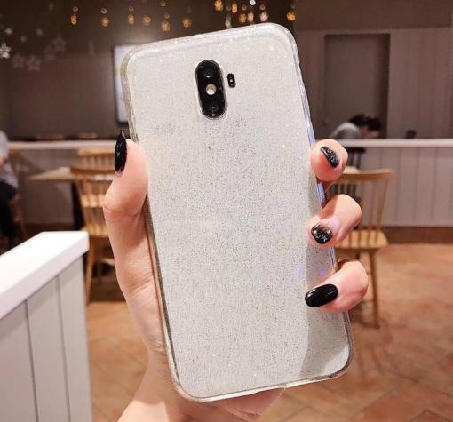 Силиконов калъф / гръб / TPU Bling за Samsung J6 2018 - прозрачен / брокат