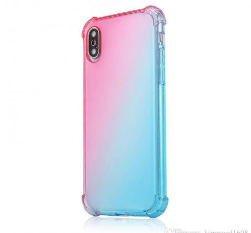 Луксозен удароустойчив силиконов калъф Anti Shock TPU за Samsung A50 / A50S / A30S - преливащ / розово и синьо