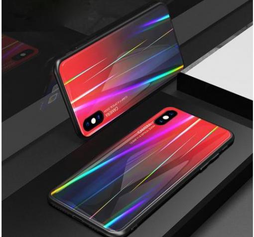 Луксозен стъклен твърд гръб Aurora за Samsung A50 / A50S / A30S - преливащ / червен