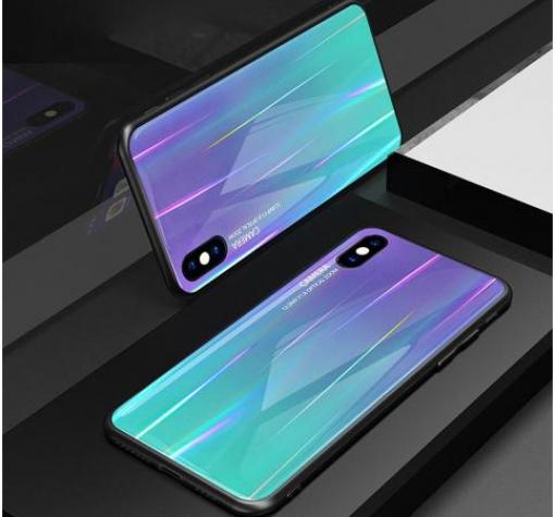 Луксозен стъклен твърд гръб Aurora за Samsung A40 - преливащ / лилав