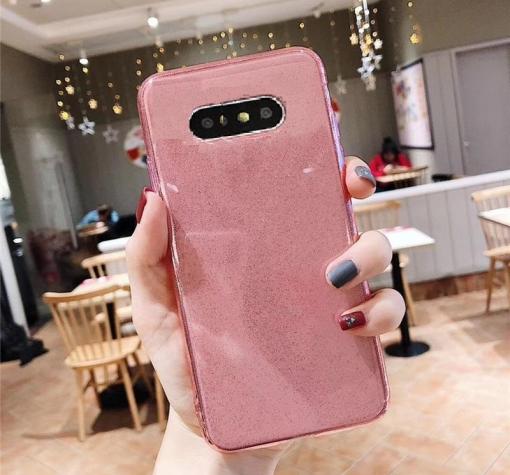 Силиконов калъф / гръб / TPU Bling за Samsung S8 G950 - прозрачен / розов / брокат