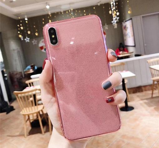 Силиконов калъф / гръб / TPU Bling за Huawei Y7 2019 - прозрачен / розов / брокат