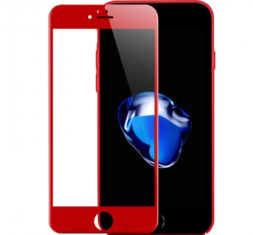 3D full cover Tempered glass screen protector Apple iPhone 6 / Извит стъклен скрийн протектор за Apple iPhone 6S - червен