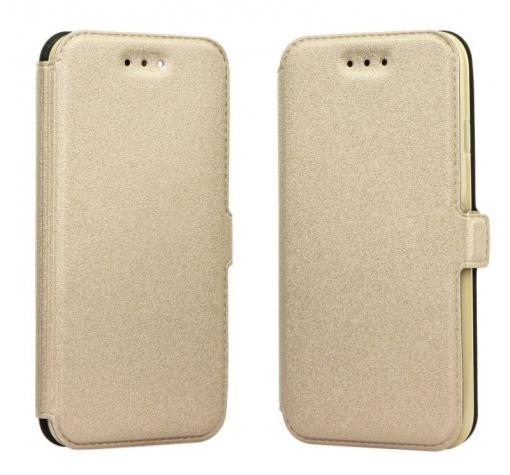 Кожен калъф Flip тефтер Flexi със стойка за Xiaomi RedMi 5A - златист