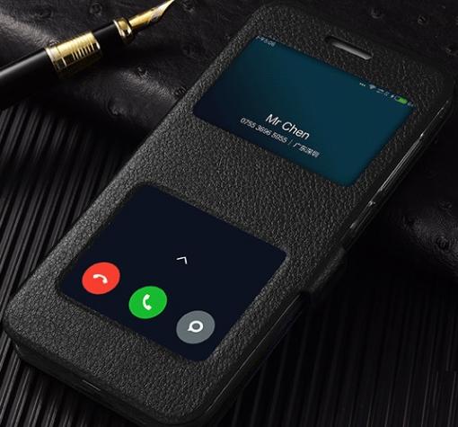 Кожен калъф Flip тефтер S-View със стойка за Xiaomi RedMi 5A - черен