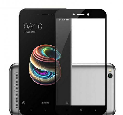 3D full cover Tempered glass Full Glue screen protector Xiaomi RedMi 5A / Извит стъклен скрийн протектор с лепило от вътрешната страна за Xiaomi RedMi 5A - черен