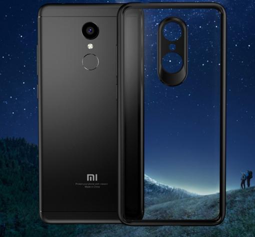 Луксозен твърд гръб със силиконов кант IPAKY за Xiaomi RedMi 5 - прозрачен / черен кант