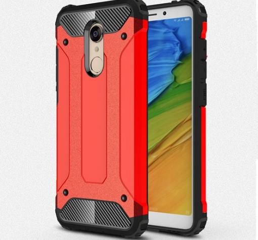 Силиконов гръб TPU Spigen Hybrid с твърда част за Xiaomi Redmi 5 Plus - червен