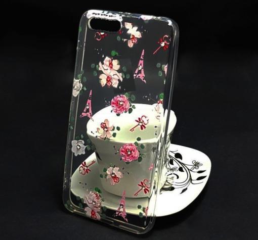 Луксозен силиконов калъф / гръб / TPU с камъни за Xiaomi Redmi 6A - Айфелова кула и цветя