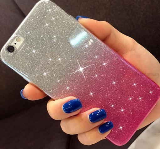 Силиконов калъф / гръб / TPU за Xiaomi Redmi 6A - преливащ / сребристо и розово / брокат