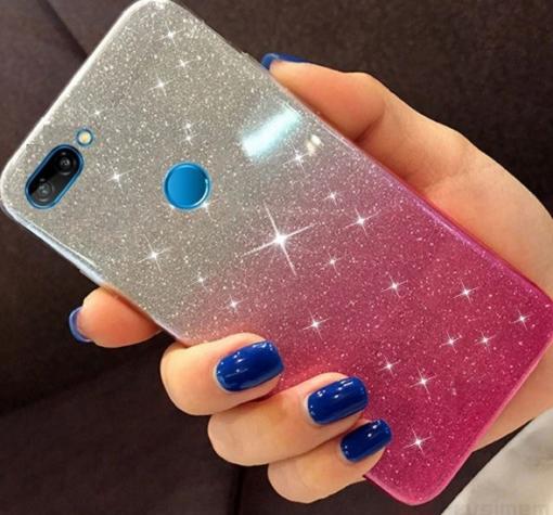 Силиконов калъф / гръб / TPU за Xiaomi Redmi 6 - преливащ / сребристо и розово / брокат