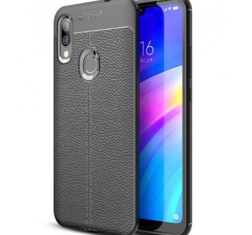 Луксозен силиконов калъф / гръб / TPU за Huawei Y7 2019 - черен / имитиращ кожа