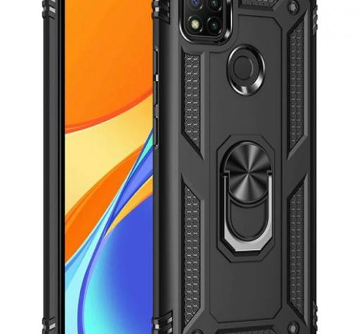 Силиконов гръб Spigen със стойка и магнитно захващане за Xiaomi Redmi 9C – черен