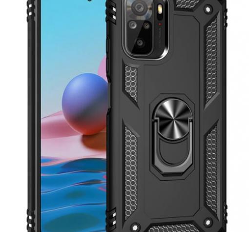 Силиконов гръб Spigen със стойка и магнитно захващане за Xiaomi Redmi Note 10 / Note 10S – черен