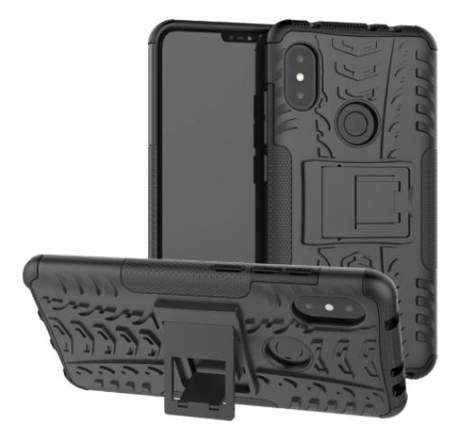 Силиконов гръб TPU Hybrid с твърда част и стойка за Xiaomi Redmi Note 6 / Note 6 Pro - черен