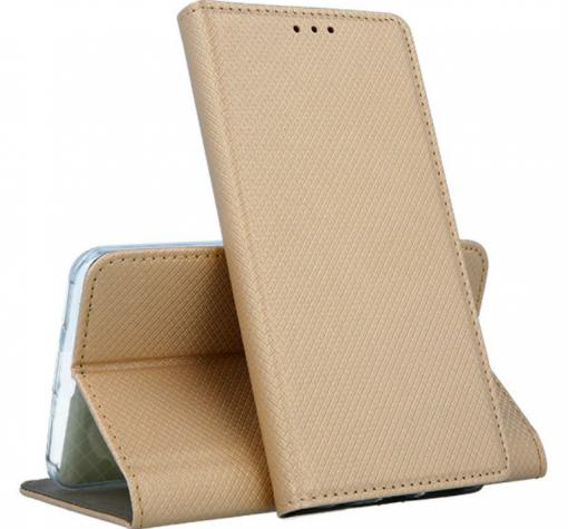 Кожен калъф Magnet Case със стойка за Huawei Y5 2019 - златен