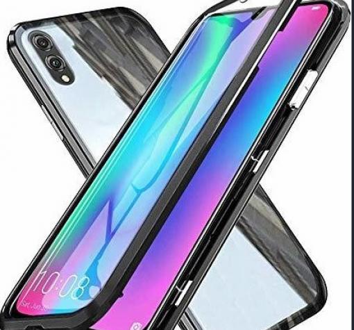 Магнитен калъф Bumper Case 360° FULL за Huawei Y5 2019 - прозрачен / черна рамка