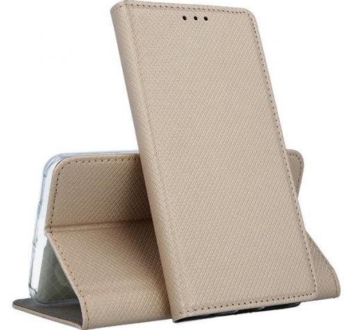 Кожен калъф Magnet Case със стойка за Samsung A23 – златист