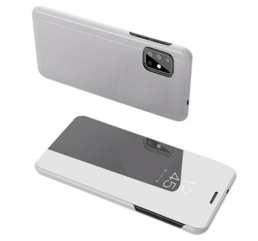 Луксозен калъф Clear View Cover с твърд гръб за Samsung S20 Plus - сребрист