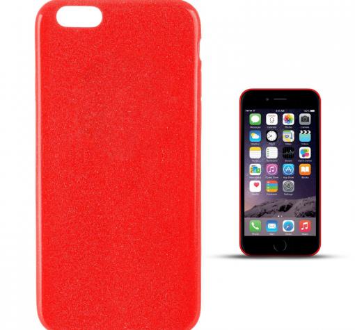 Ултра тънък силиконов калъф / гръб / TPU Ultra Thin Candy Case за Apple iPhone 7 - червен / брокат
