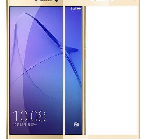3D full cover Tempered glass screen protector Huawei Honor 8 Lite / Извит стъклен скрийн протектор Huawei Honor 8 Lite - златист