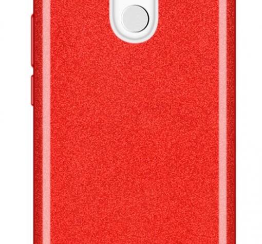 Силиконов калъф / гръб / TPU за Huawei Mate 20 Lite - червен / брокат