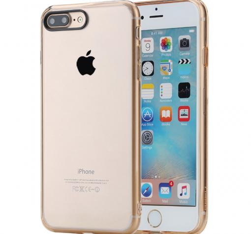 Луксозен твърд гръб Rock Pure Series Ultra Thin Case за Apple iPhone 7 Plus - прозрачен / златист