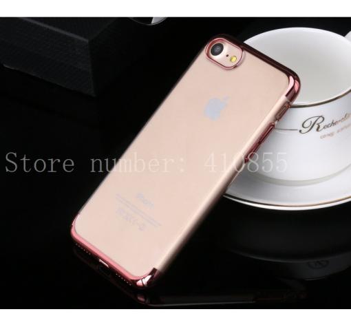 Луксозен твърд гръб USAMS Kingsir Series за Apple iPhone 7 - прозрачен със Rose Gold кант