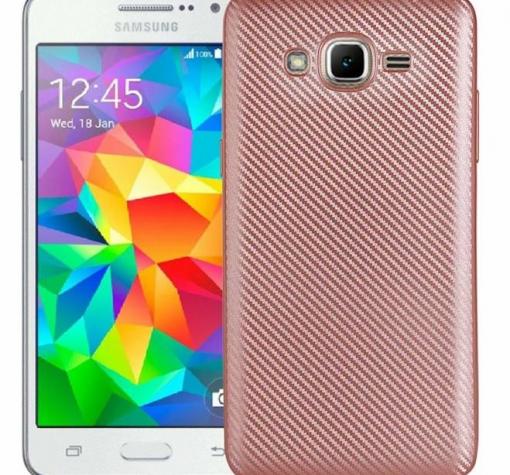 Луксозен силиконов калъф / гръб / TPU за Samsung J3 / J3 2016 J320 - Rose Gold / carbon