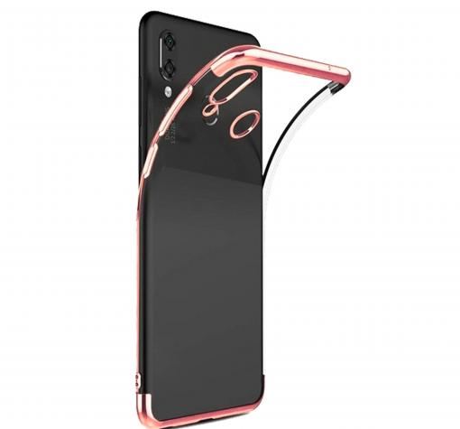 Луксозен силиконов калъф / гръб / TPU за Samsung A30 - прозрачен / Rose Gold кант